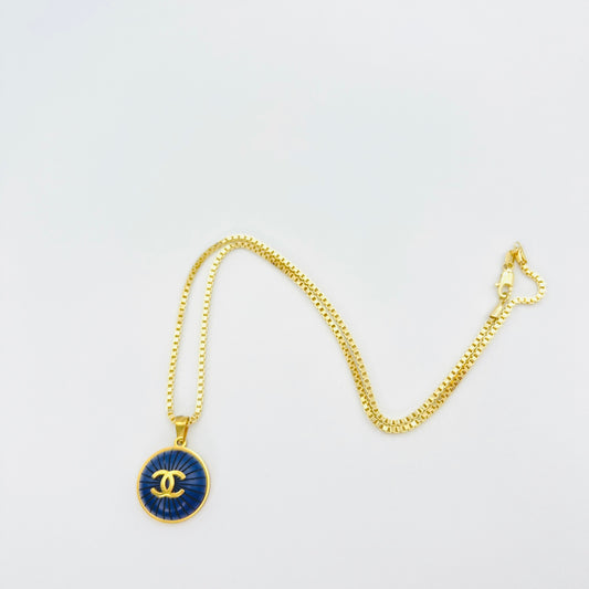 Repurposed CC Blue Button Necklace