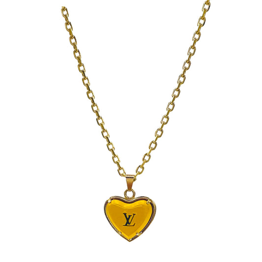 Repurposed LV Amber Heart Necklace