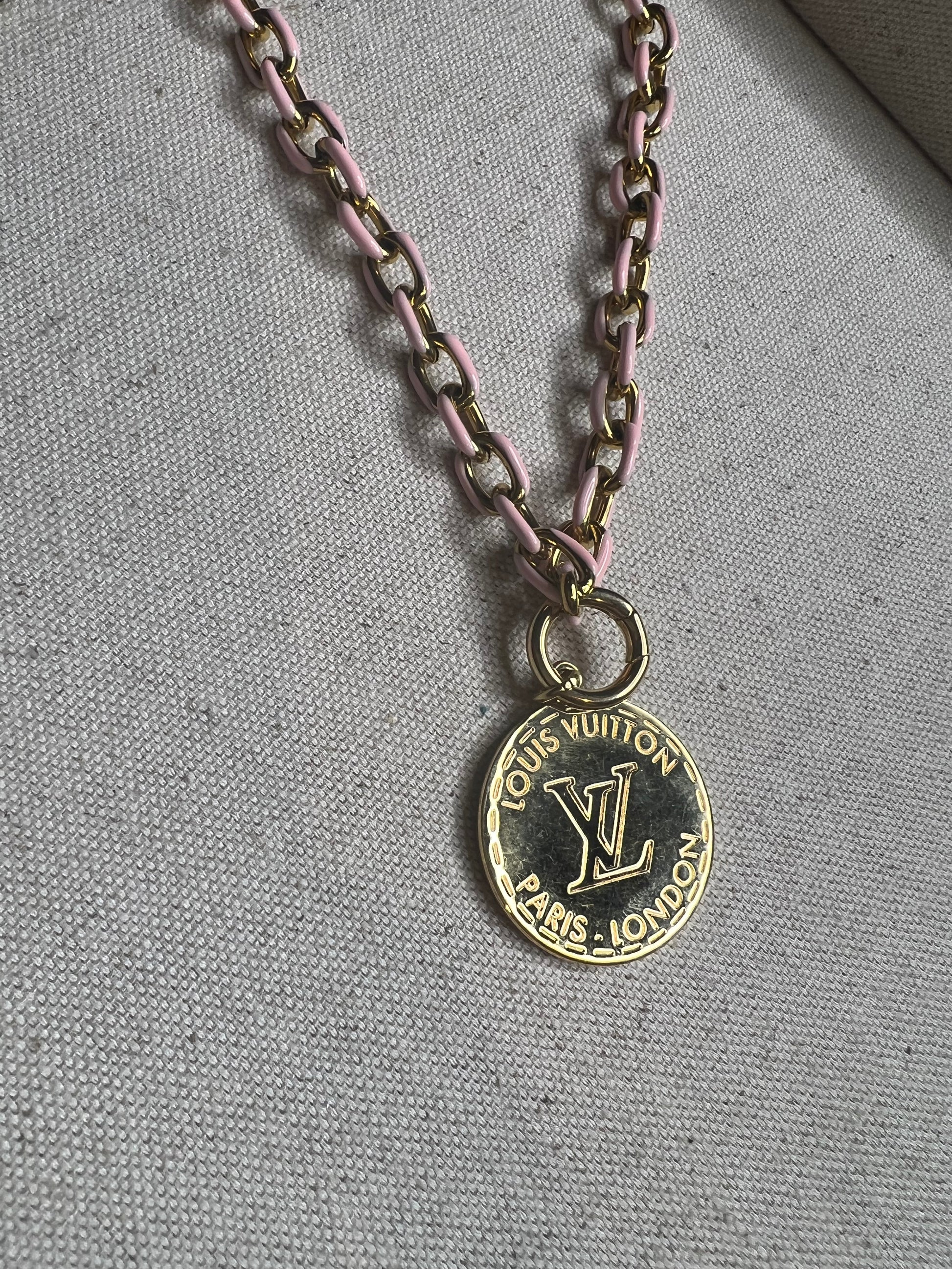 Rework Vintage Louis Vuitton Pink LV Necklace