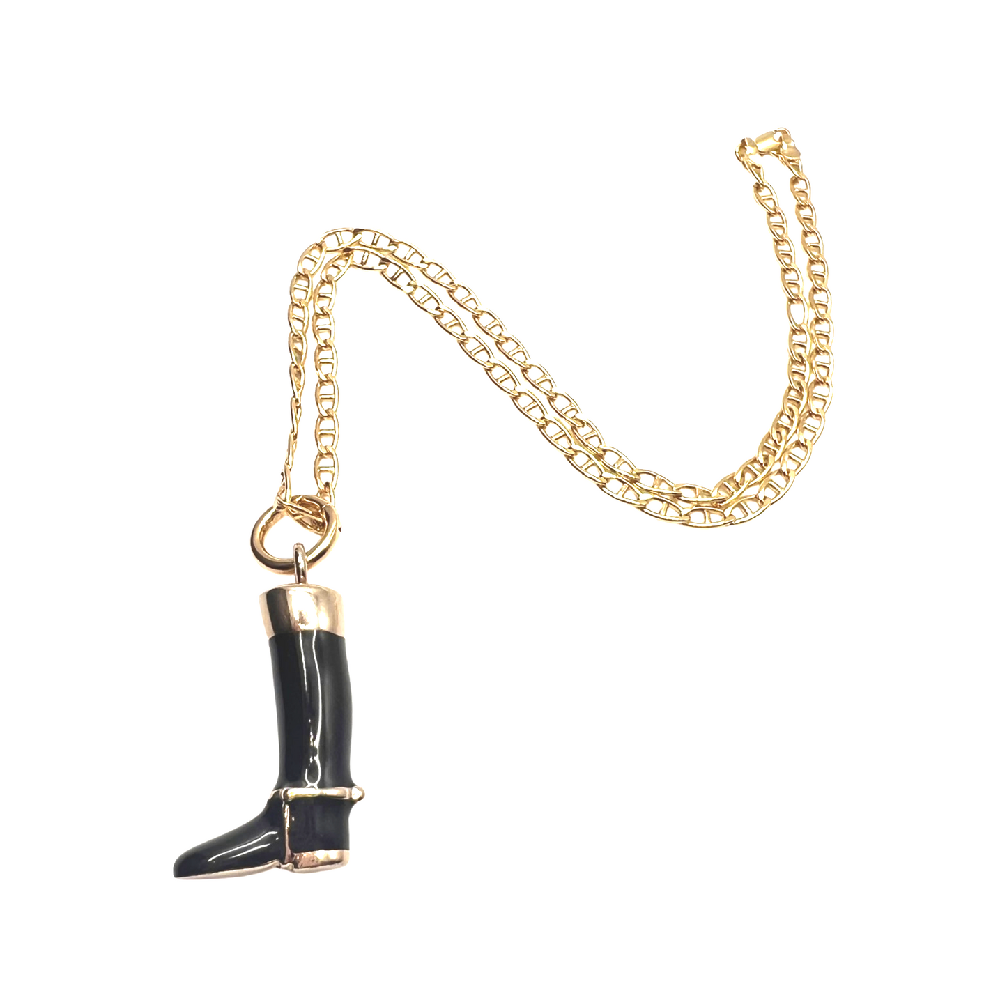 Repurposed GG Black Boot Necklace