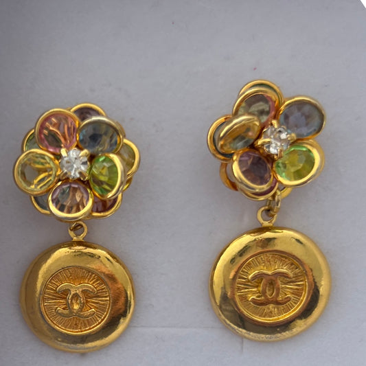 Vintage CC Flower Earrings