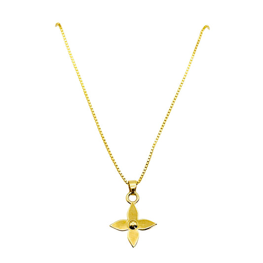 Repurposed LV Small Flower Charm Necklace