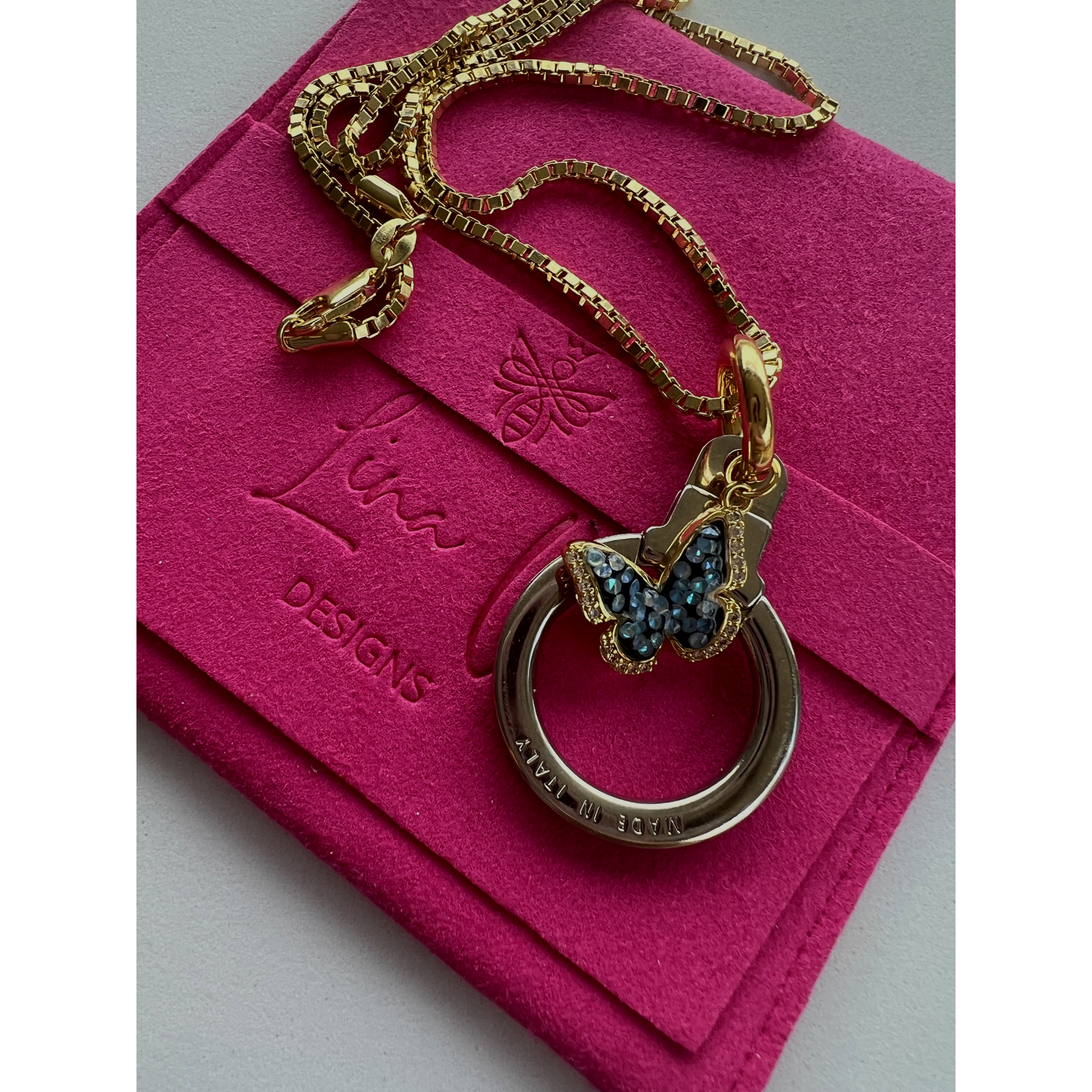 Repurposed LV Ring Charm With Butterfly Charm Necklace – LINA V DESIGNS